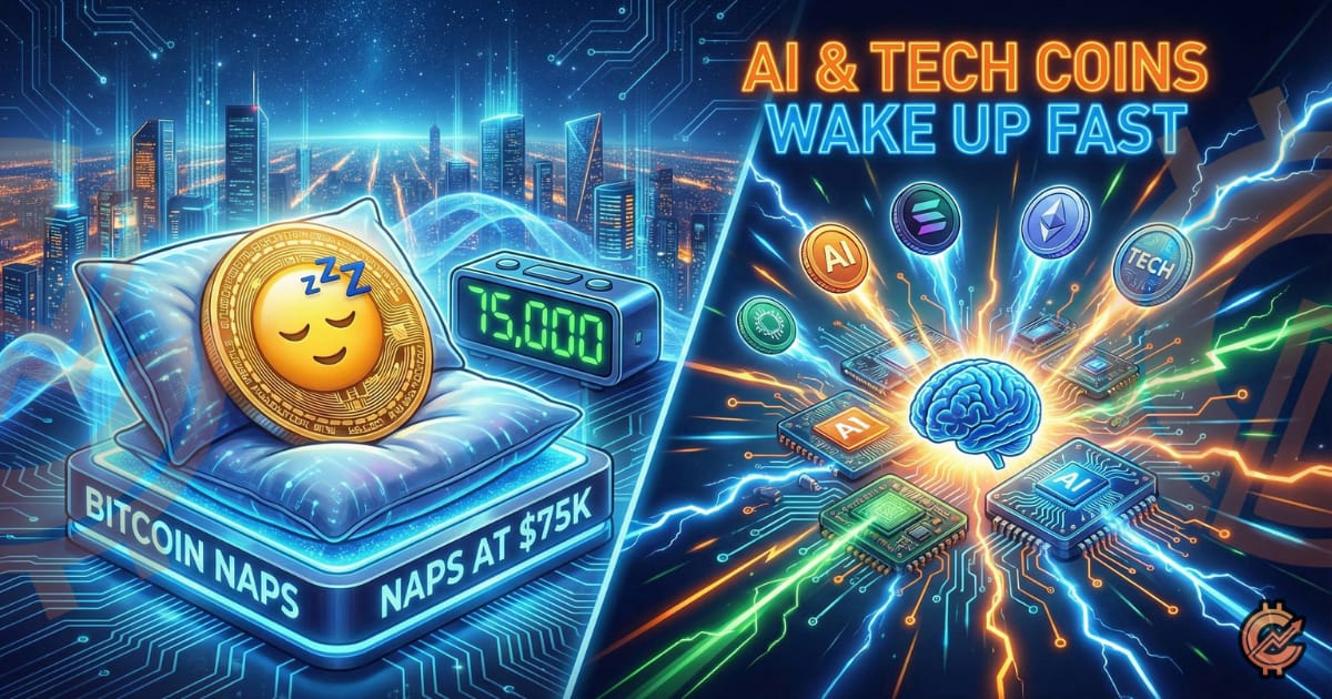Bitcoin Naps at $75k While AI and Tech Coins Wake Up Fast